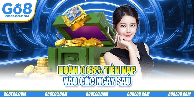 Hoàn 0.88% tiền nạp vào các ngày sau